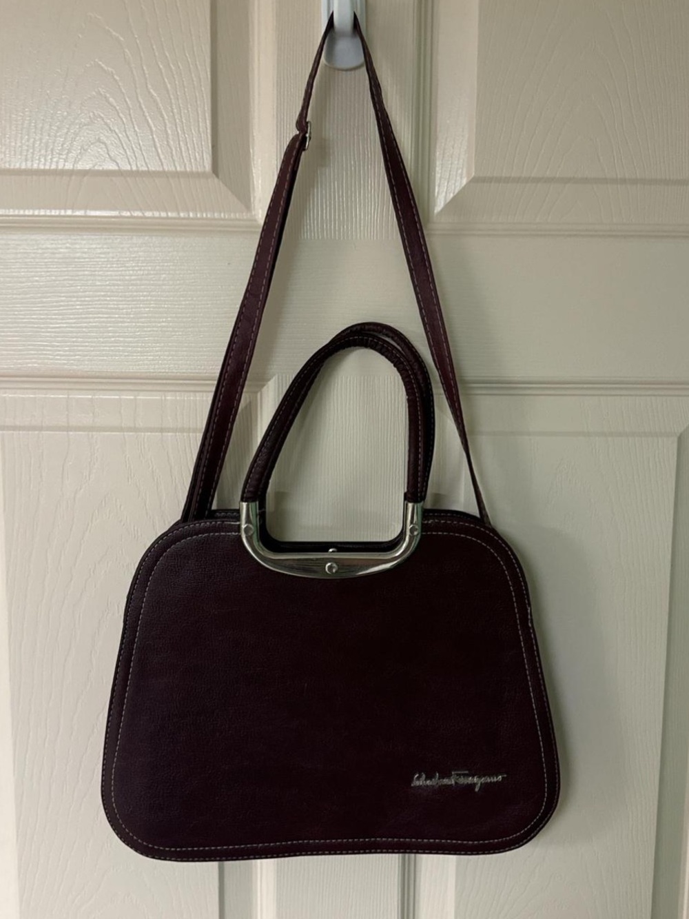 Burgundy Satchel Top-Handle & Shoulder Satchel Faux Leather Crossbody Bag